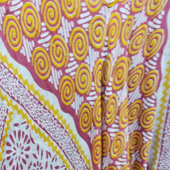 Paul Ropp Free Size Resort Style Tank Dress Boho Patchwork Chiffon Handkerchief - Picture 8 of 14